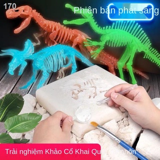 Khủng long hóa thạch khai quật khảo cổ đồ chơi trẻ em phát sáng Triceratops bộ xương lắp ráp mô hình cậu bé quà tặ