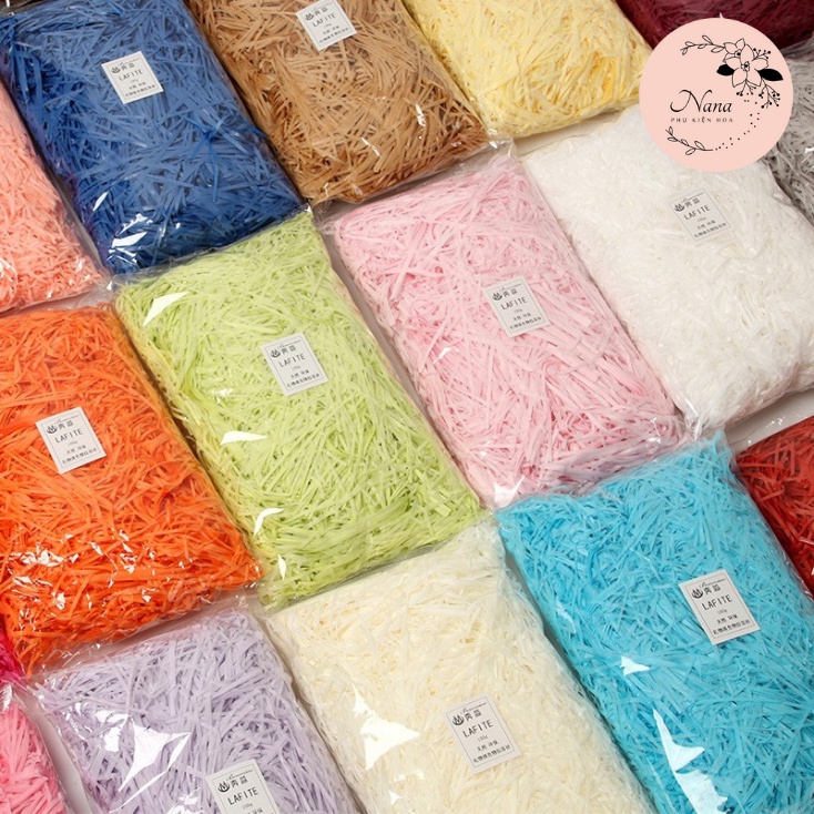 [20g, 50g] Giấy rơm, giấy vụn, giấy sợi lót hộp quà trang trí, lót chống sốc, 26 màu sắc lựa chọn