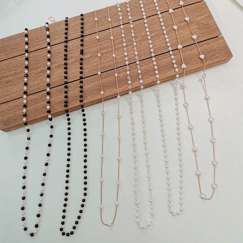 DÂY ĐEO KHẨU TRANG -  DÂY ĐEO MẮT KÍNH MINI CLEF - LÀM THÀNH VÒNG CỔ - DÂY XÍCH MẠ MÀU VÀNG PHỐI HẠT NGỌC