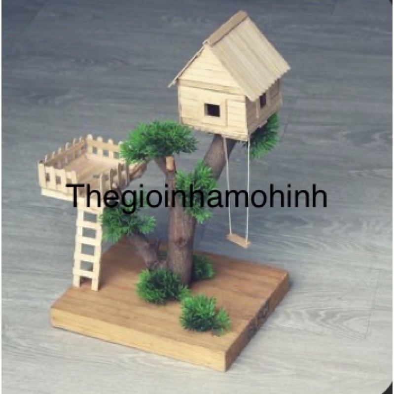Mô hình nhà que kem, ngôi nhà trên cây, nhà mô hình, diy