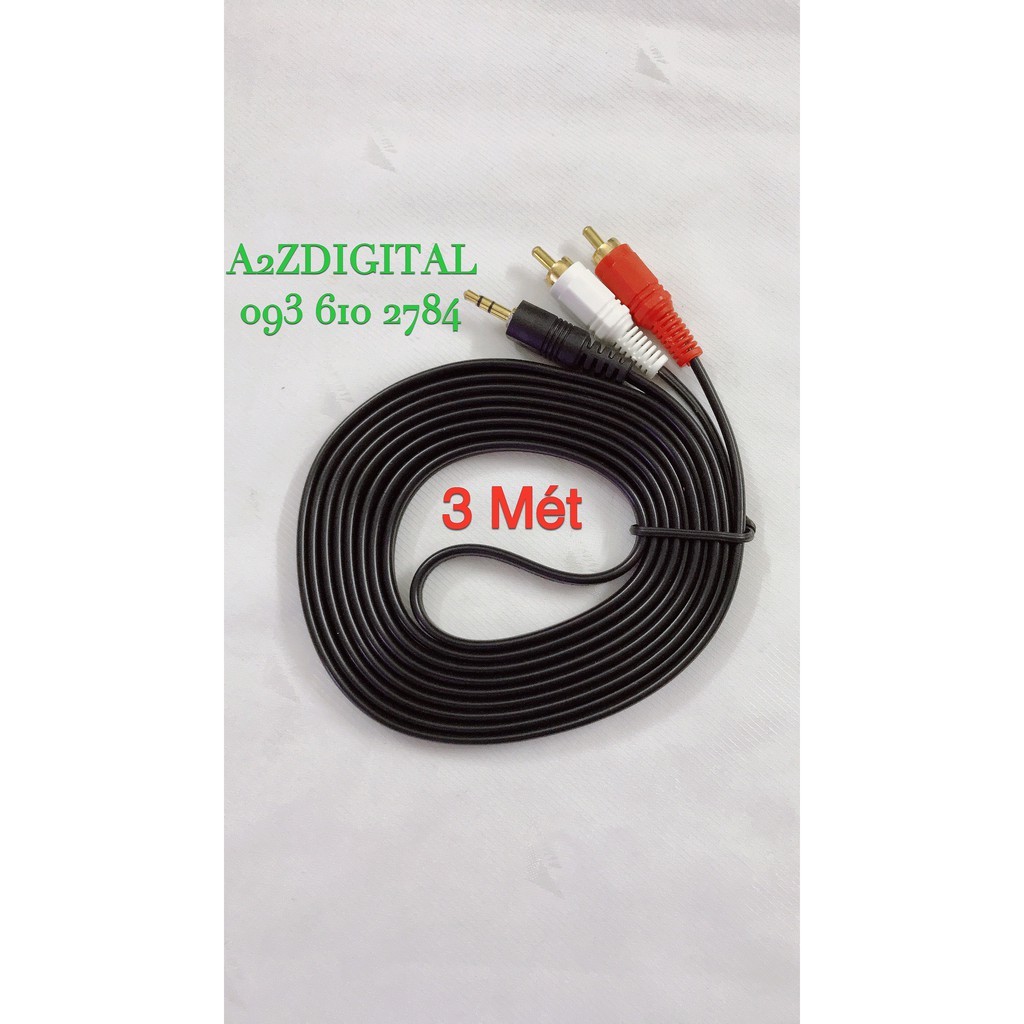 DÂY LOA CHUYỂN TỪ JACK CẮM 3.5mm SANG 2 JACK BÔNG SEN _ RCA DÀI 3 Mét