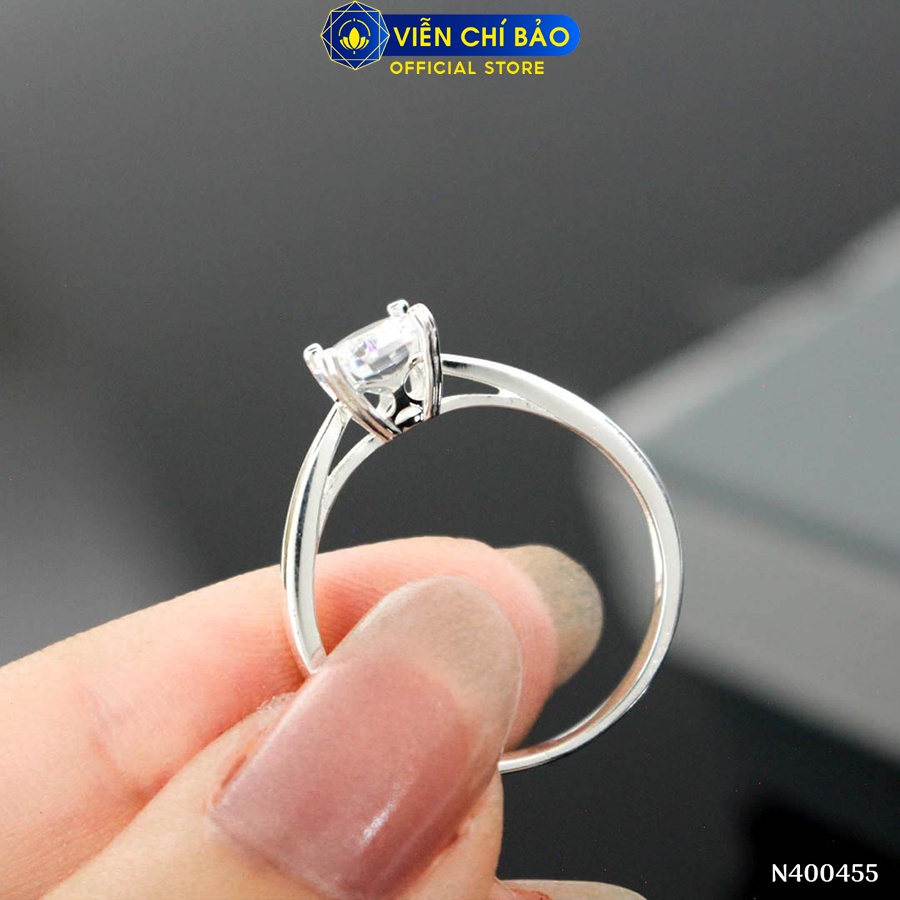Nhẫn bạc nữ đính đá 4 chấu New chất liệu bạc 925 thời trang phụ kiện trang sức Viễn Chí Bảo N400455