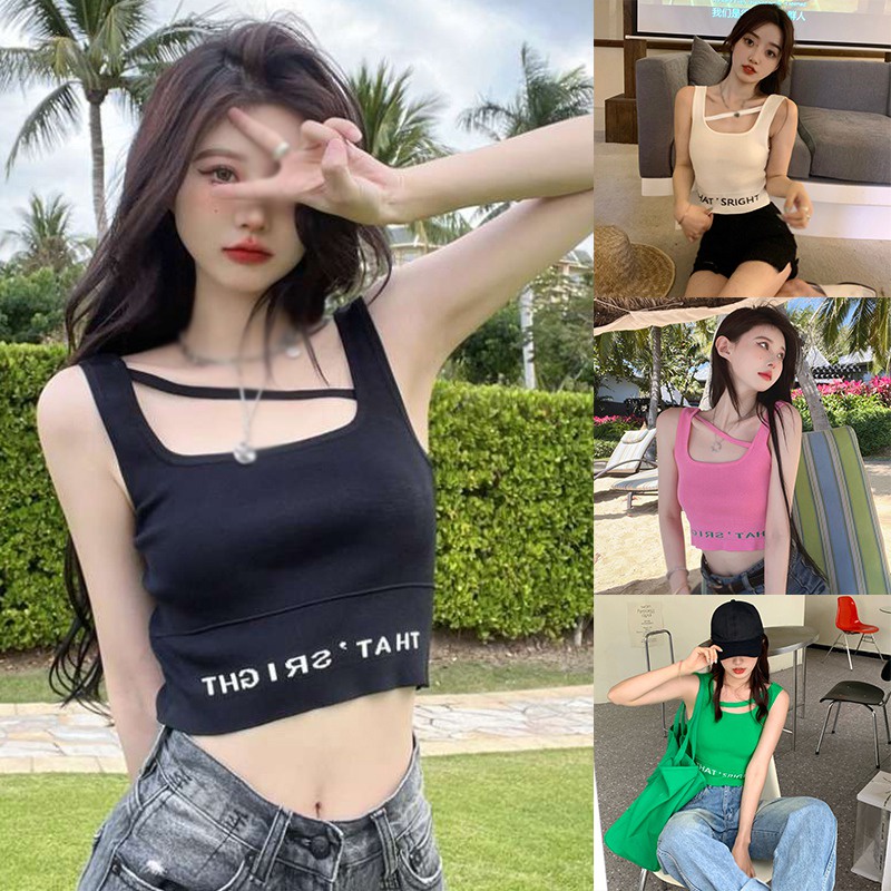 Áo Croptop Sát Nách Dáng Ôm Kiểu Hàn Quốc Thiết Kế Ngọt Ngào Cho Nữ
