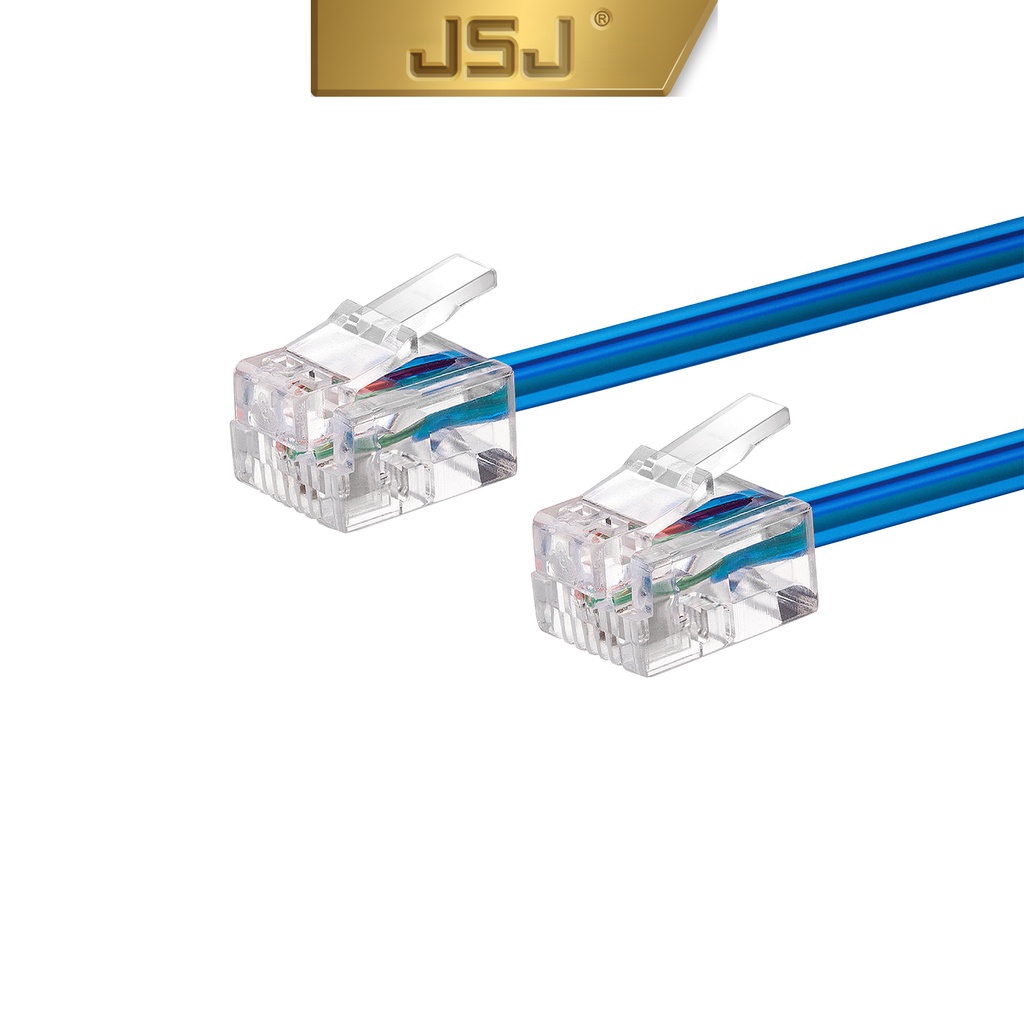 Dây line điện thoại bấm sẵn 2 đầu JSJ 302 dài 3m đến 10m đầu cắm trong suốt có thể bẻ cong 90 độ truyền tải nhanh