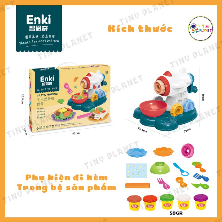 Set đồ chơi đất nặn làm mỳ Ý Enki 23 món