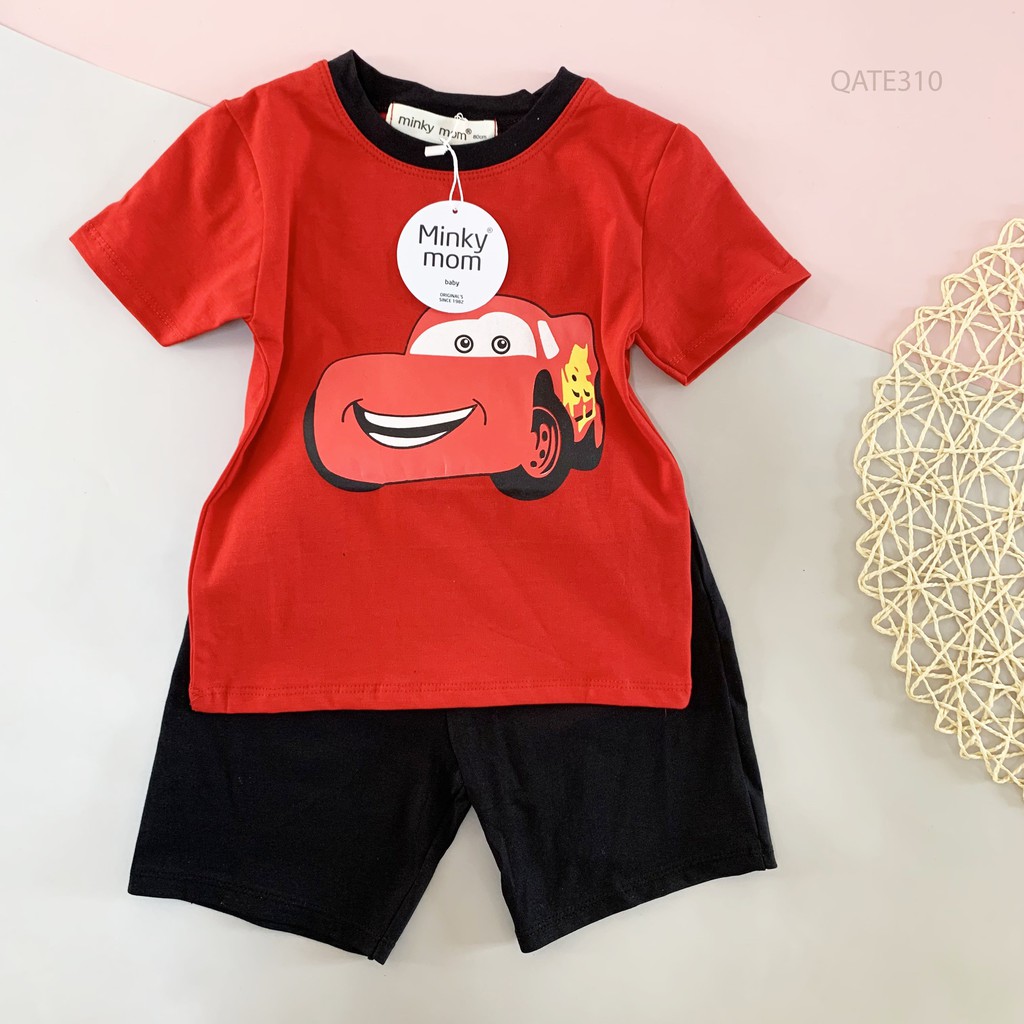 [CÓ TÚI] Bộ Cộc Tay Minky Mom 100% Cotton Cổ Màu Họa Tiết Siêu Nhân Cực Đẹp Cho Bé NamKidShop (QATE310)