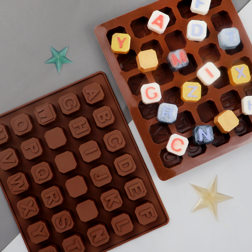 Khuôn silicone Anaeat làm bánh kẹo chocolate 26 ngăn hình chữ cái 15.5 x 18cm