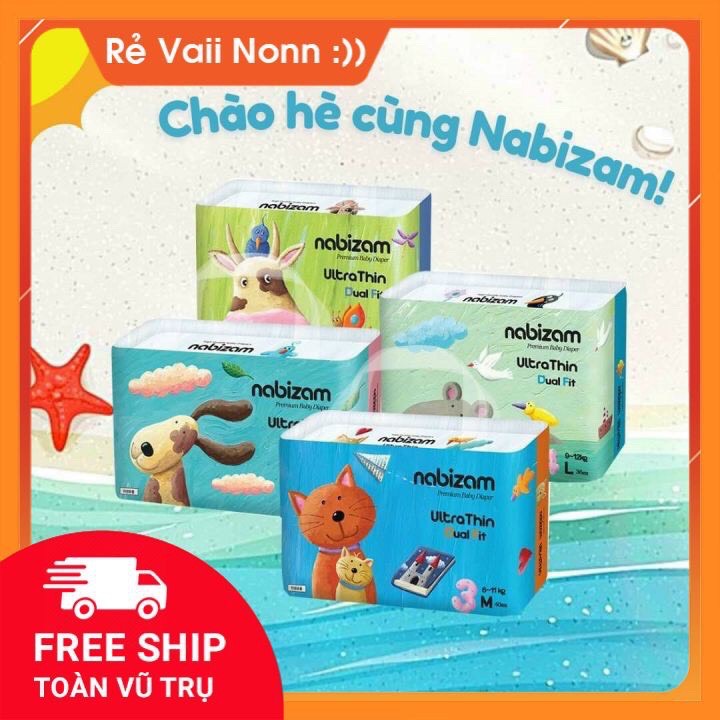 [HCMTã/Bỉm Quần NABIZAM Ultra Thin Nội Địa Hàn, Mềm Mại, Mỏng Nhẹ Size M32/L30/XL26/2XL22/3XL20 Cho Bé 6-