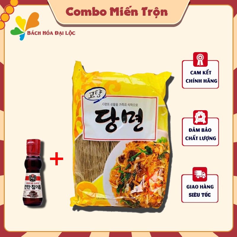Combo Miến Trộn  1 Kg Miến Khoai Lang Hàn Quốc Gogi + 110ML Dầu Mè Hàn Quốc