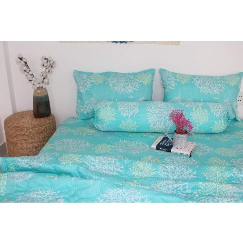drap cotton Thắng Lợi, ga trãi giường hàng chuẩn có in logo SAN HÔ XANH