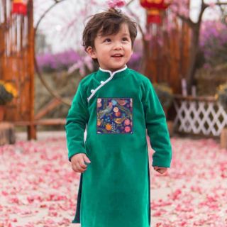 Áo dài nhung bé trai (còn đỏ và vàng)