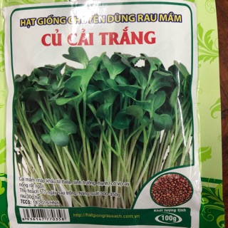 Hạt giống chuyên dùng rau mầm CỦ CẢI TRẮNG (gói 100gr)