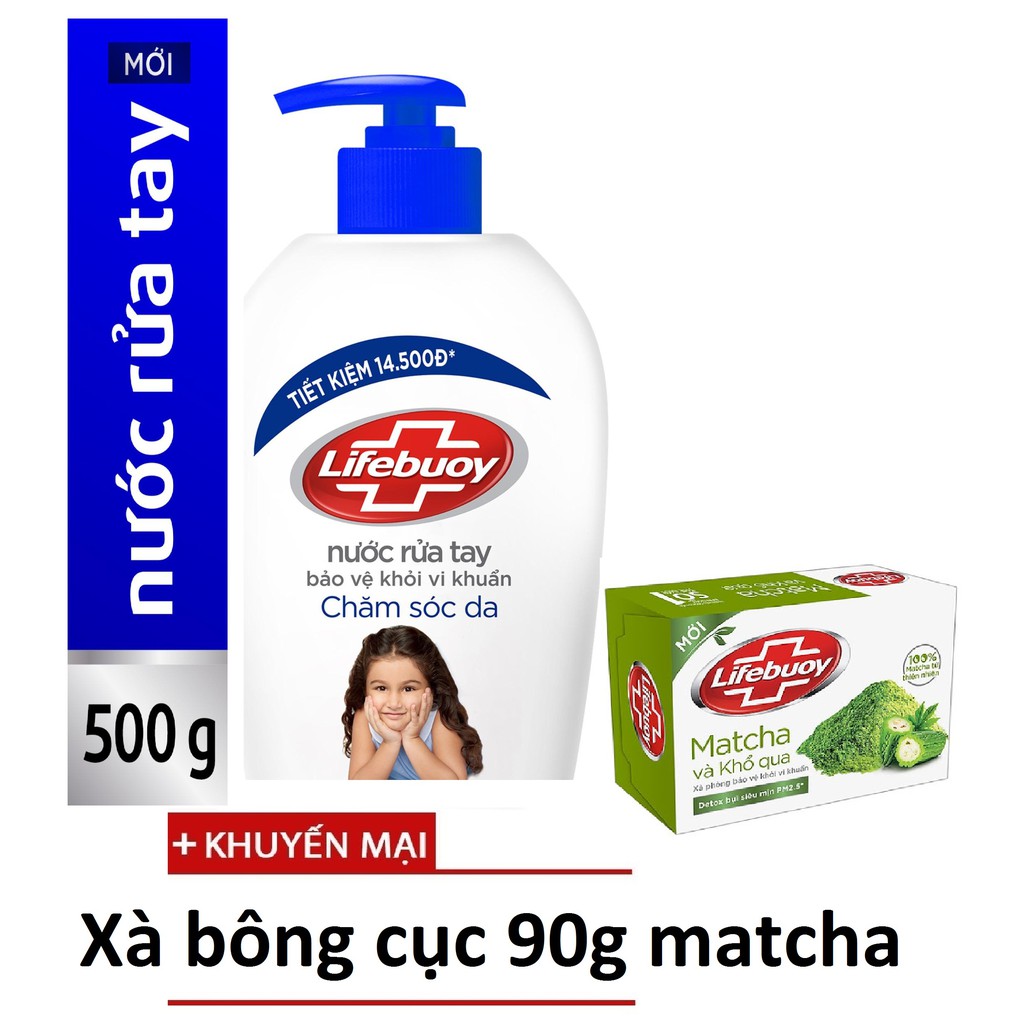 Nước Rửa Tay Lifebuoy Bảo Vệ Vượt Trội 500g TẶNG GEL khô 90ml