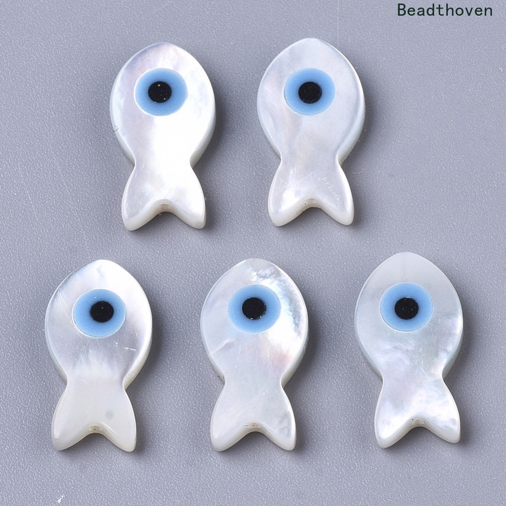 1 Túi Hạt Đá Tổng Hợp Hình Vỏ Sò Màu Trắng Mắt Quỷ Sâu Kích Thước 15x8x3mm: 0.7mm