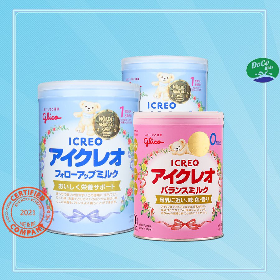 Sữa Glico Icreo nội địa Nhật ,số 0 và 1-3, Hộp 900g, Công thức tối ưu cho trẻ phát triển toàn diện.