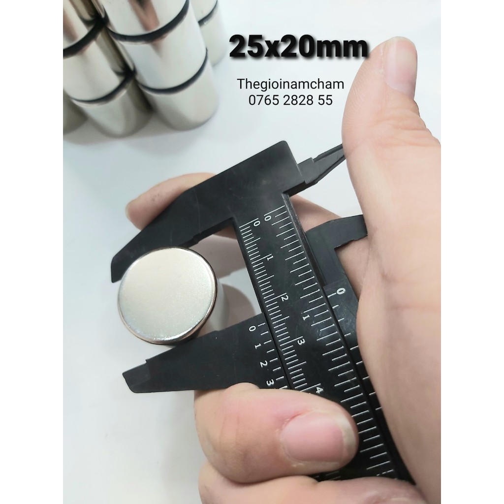 Nam châm đất hiếm viên tròn lực siêu mạnh 25x20mm