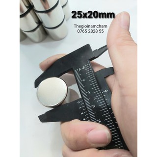 Nam châm đất hiếm viên tròn lực siêu mạnh 25x20mm