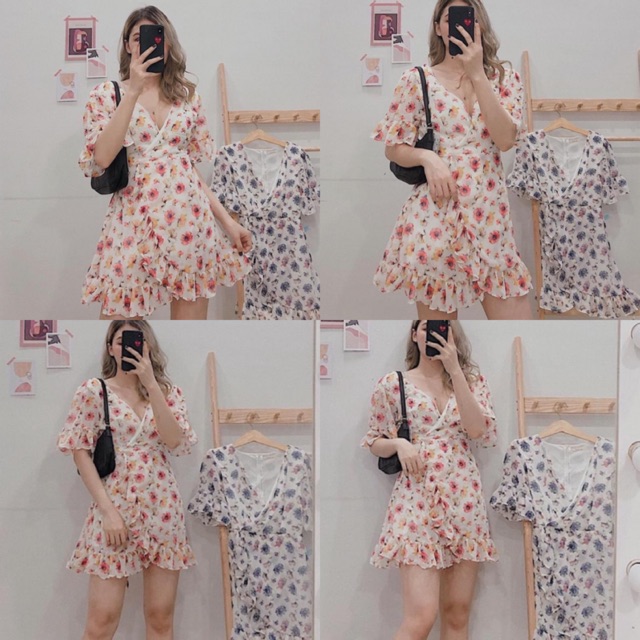 ĐẦM XINH CHẤM BI - VÁY BI VẠT CHÉO CỔ CHỮ V CÓ LÓT ( Kèm ảnh trải sàn ) | BigBuy360 - bigbuy360.vn