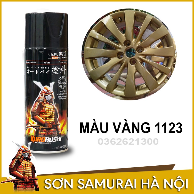 Sơn Samurai Màu Vàng - Combo Sơn Xịt Samurai Màu Vàng Ánh Kim 1123