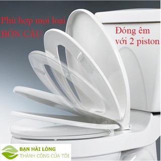 Nắp bệt bồn cầu rơi êm tự động nhựa trắng - Phù hợp mọi loại bồn cầu