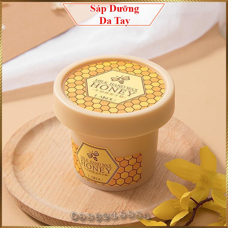 Sáp dưỡng ẩm da tay chiết xuất sữa và mật ong LAIKOU Milk Hand Wax Honey giúp tẩy tế bào chết và làm sáng da LHW8