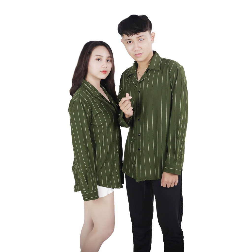 Áo Sơ Mi Sọc Dài Tay lụa nam nữ unisex BTS đôi [MỚI] (𝟏𝟎 𝐦𝐚̀𝐮) -Hàng nhập khẩu