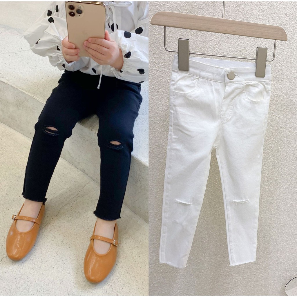 [Q076] Quần skinny rách gối 1 cúc sz 80-130