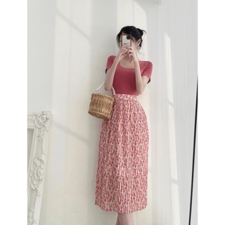Chân váy midi dáng dài dập ly A1983