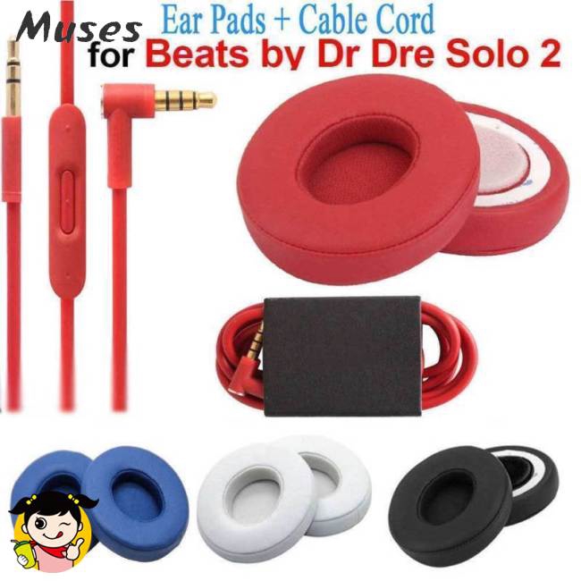 Set 2 miếng đệm tai + dây cáp thay thế cho tai nghe Beats by Dr Dre Solo 2 Muse07