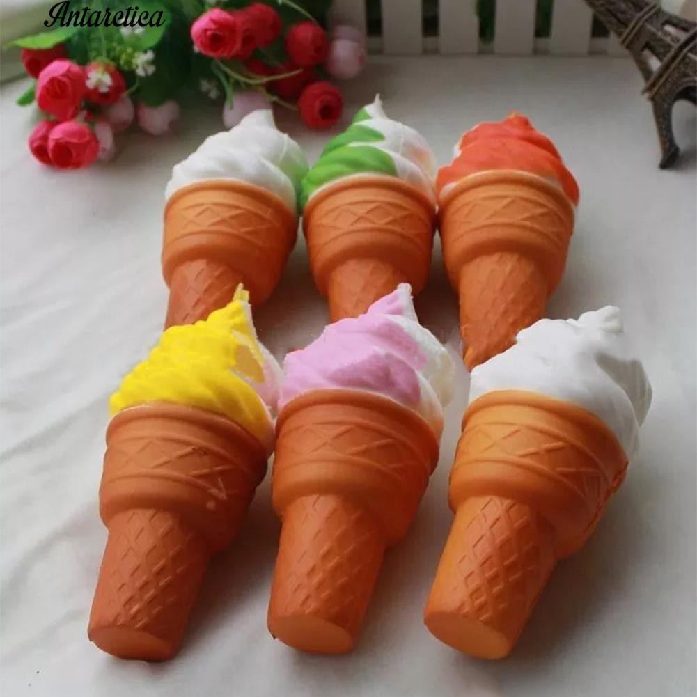 Đồ Chơi Squishy Hình Kem Ốc Quế 10Cm Có Móc Treo Cho Bé