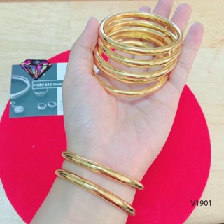Cặp Vòng bọng trơn mạ vàng 24k có khoá gài