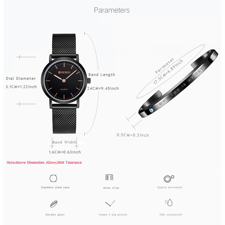 Đồng Hồ Đeo Tay Chexi Dây Lưới Thép Không Gỉ Siêu Mỏng Chống Thấm Nước Dành Cho Nữ