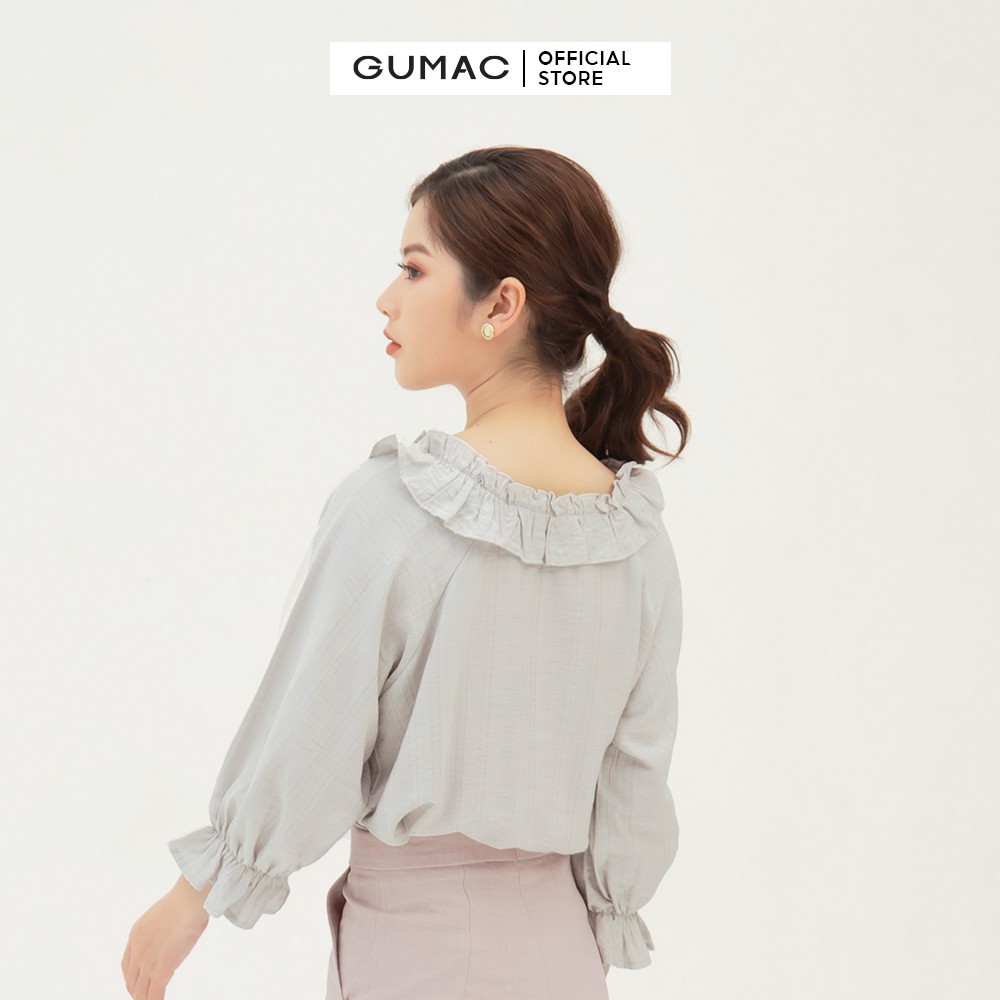 Áo sơ mi nữ thiết kế bèo cổ GUMAC đồ công sở nữ, thanh lịch AB3114 | BigBuy360 - bigbuy360.vn