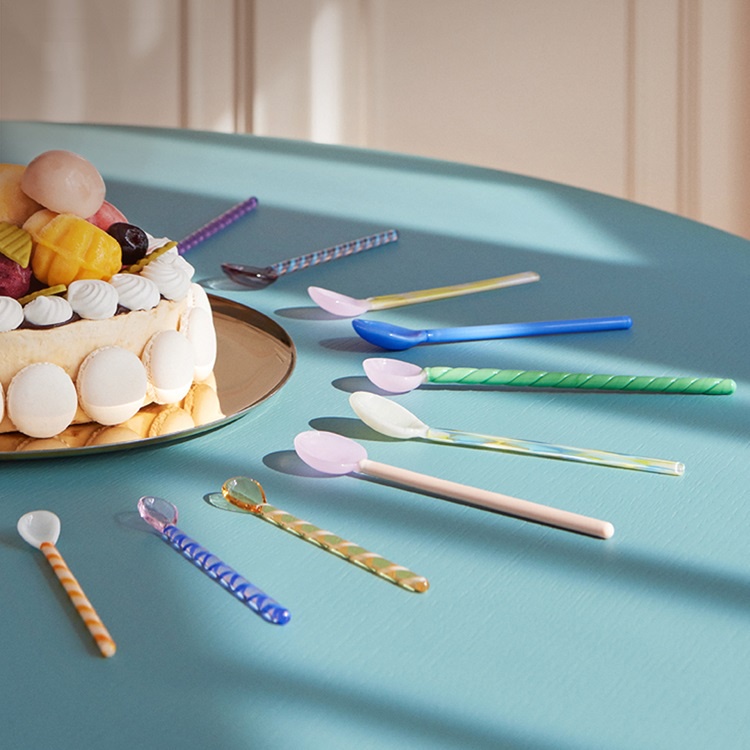 Muỗng Cà Phê Cán Dài Bằng Thủy Tinh Nhiều Màu Sắc Dễ Thương