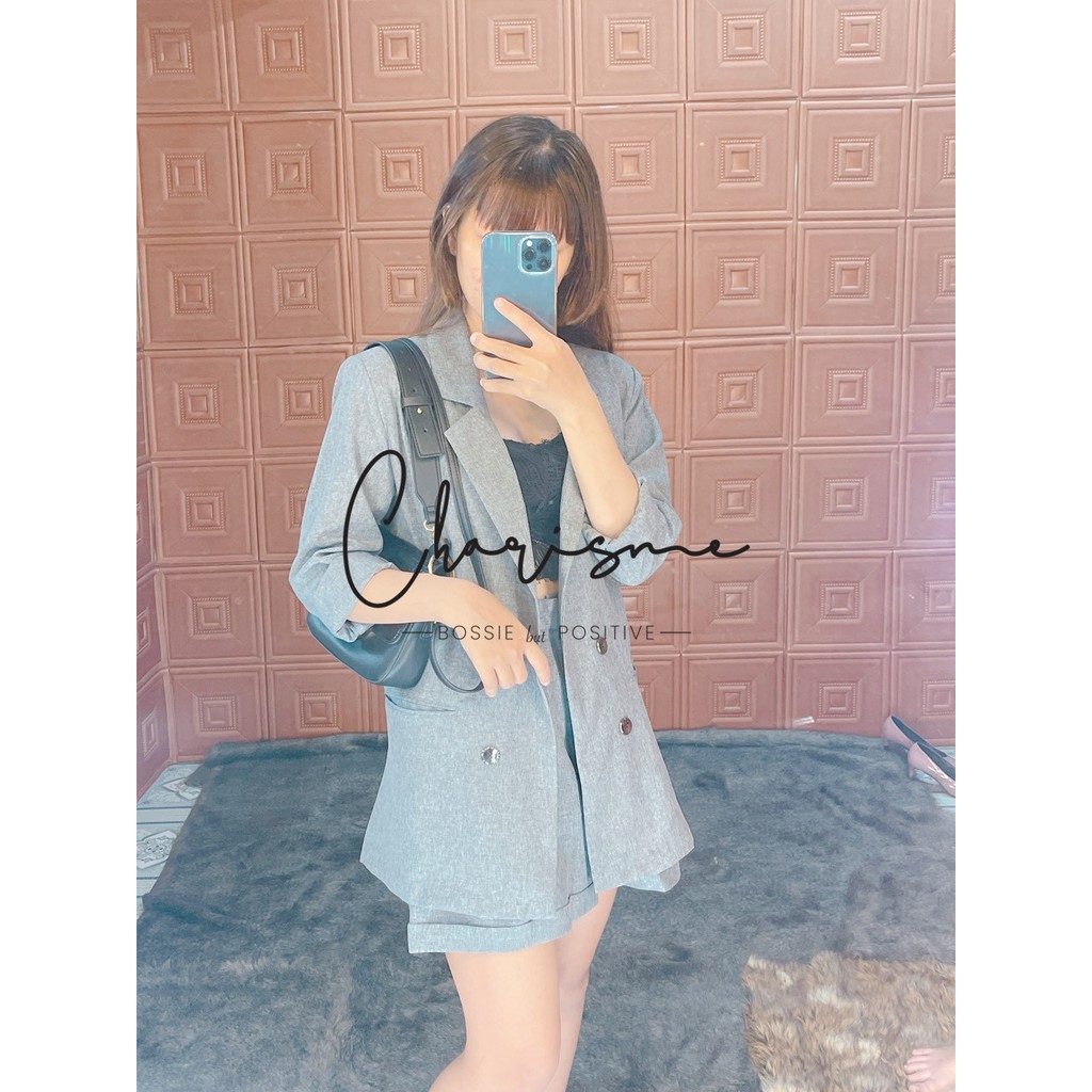 🔥Set Vest Blazer Nữ 2 Lớp Cao Cấp Màu Xám Charisme Ảnh Thật [Áo+Quần] | Có size lớn | May size theo yêu cầu | BigBuy360 - bigbuy360.vn