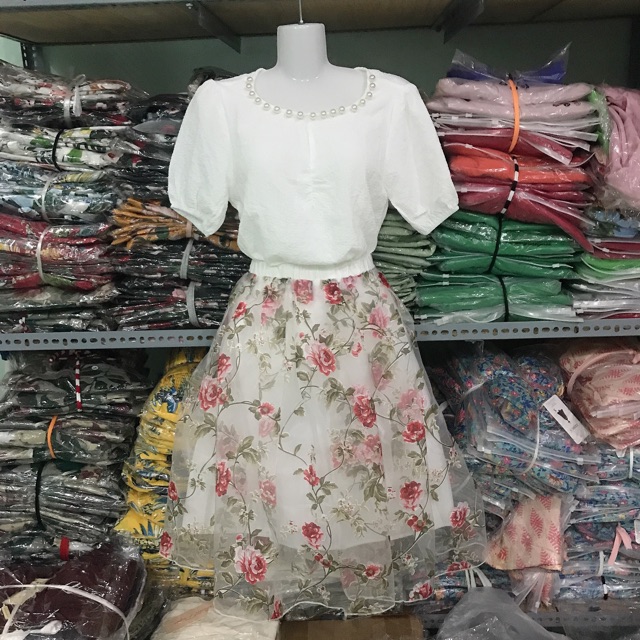 Chân váy voan Hoa hồng 3 lớp hàng Quảng châu cao cấp | BigBuy360 - bigbuy360.vn