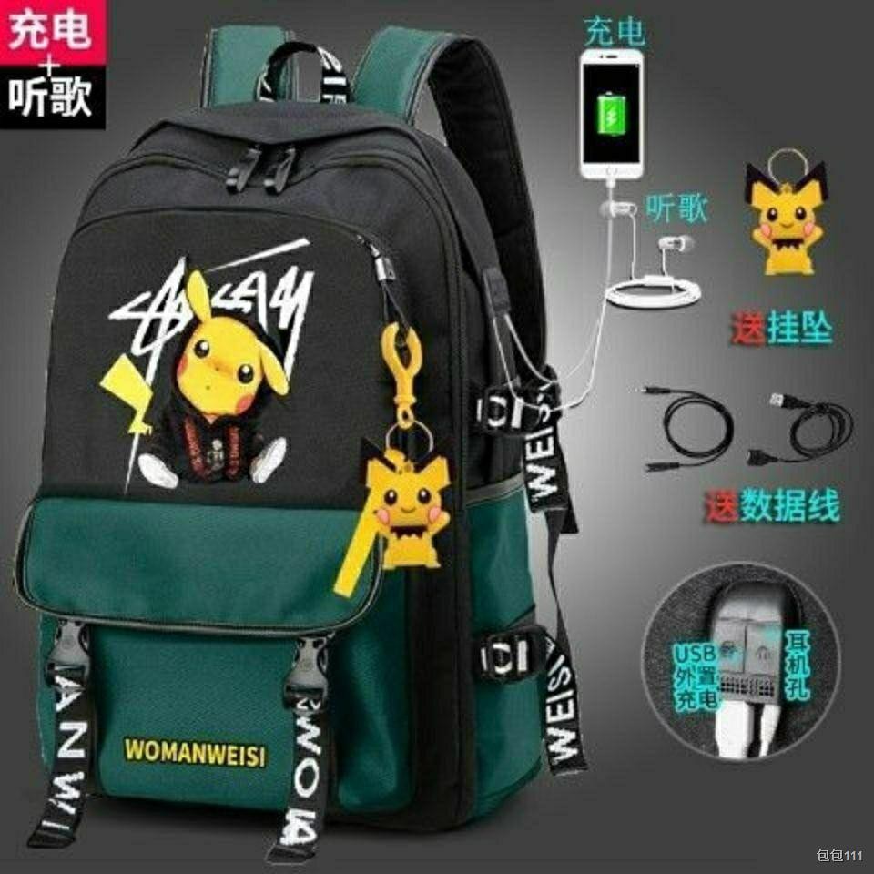 Túi đeo học sinh Quảng Châu Pikachu nam và nữ Xu hướng thời trang Du lịch Ba lô Máy tính Tiểu Trung Cơ sở