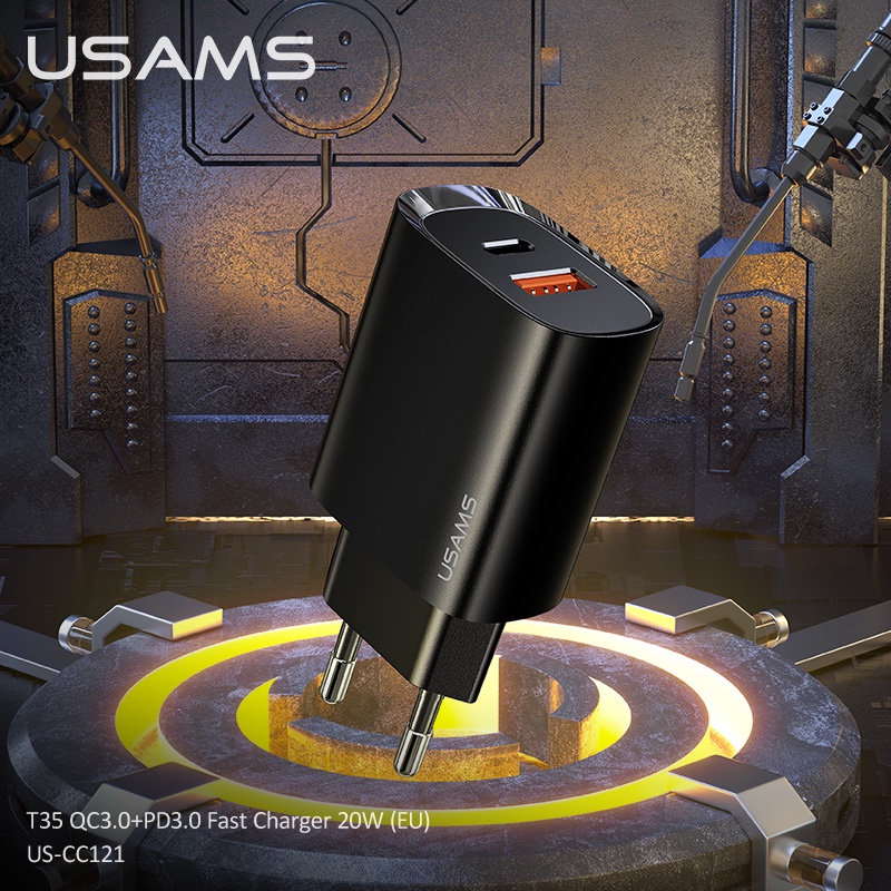 Usams Cốc Sạc Nhanh PD 20W CN EU Plug USB Type C Cho Điện Thoại / Máy Tính Bảng