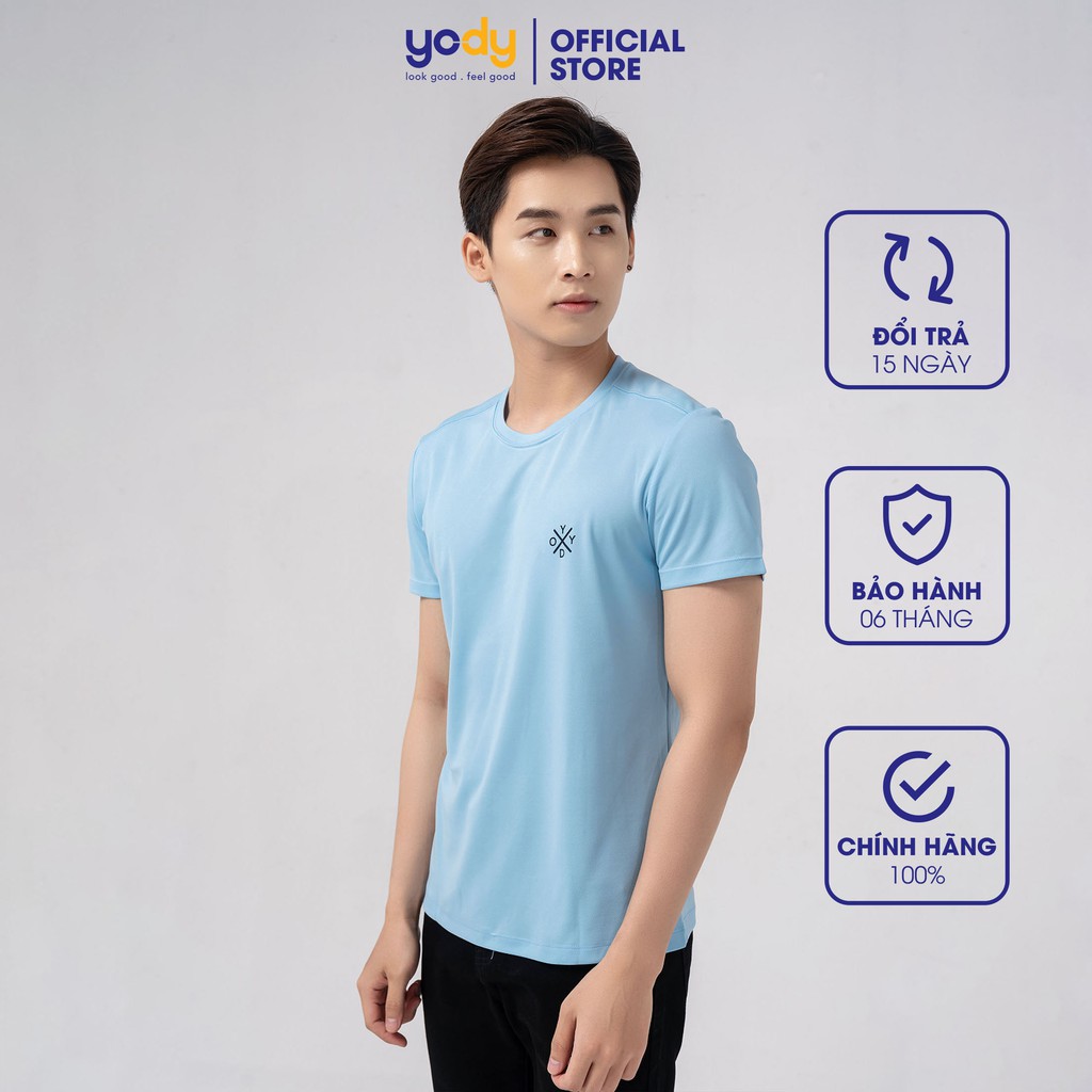 Áo thun YODY Nam thể thao in ngực thoáng mát thấm hút TSM4221
