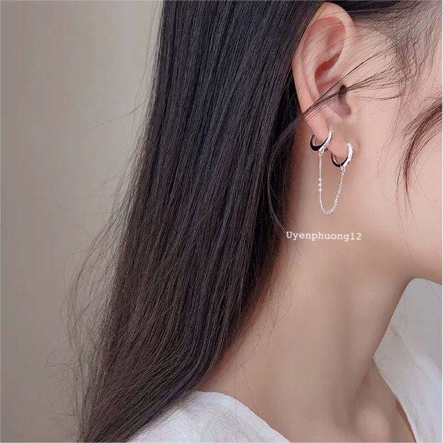 1 chiếc Khuyên tai bông tai unisex nam nữ bạc ý 30% cool ngầu