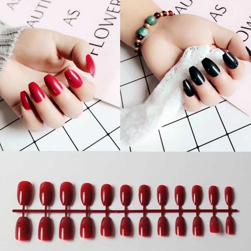 Set 24 Móng Tay Giả Màu Hồng Có Thể Tái Sử Dụng