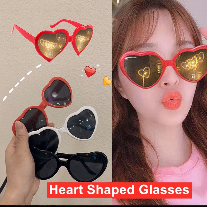 Kính Mát Gọng Trái Tim Có Thể Thay Đổi Màu Sắc Thời Trang