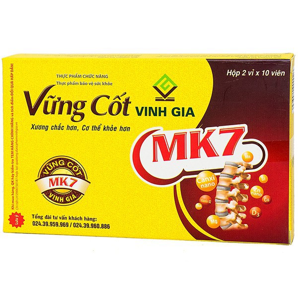 Viên uống Vững cốt Vinh Gia – Giúp xương chắc khỏe, làm chậm loãng xương (Hộp 20 viên)