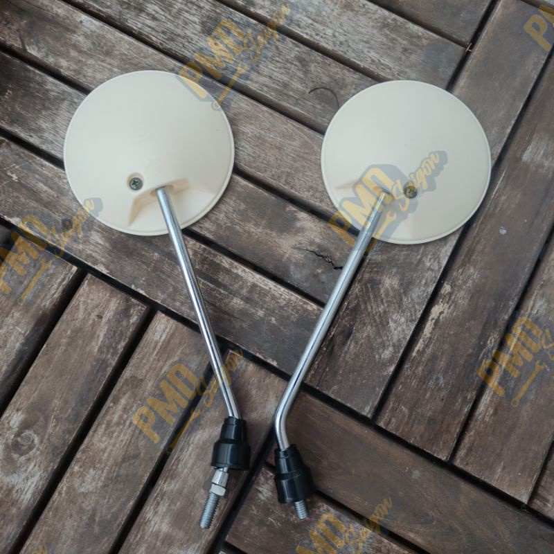 Gương chiếu hậu, kính chiếu hậu tròn 8mm màu trắng ngà dành cho xe cub các loại