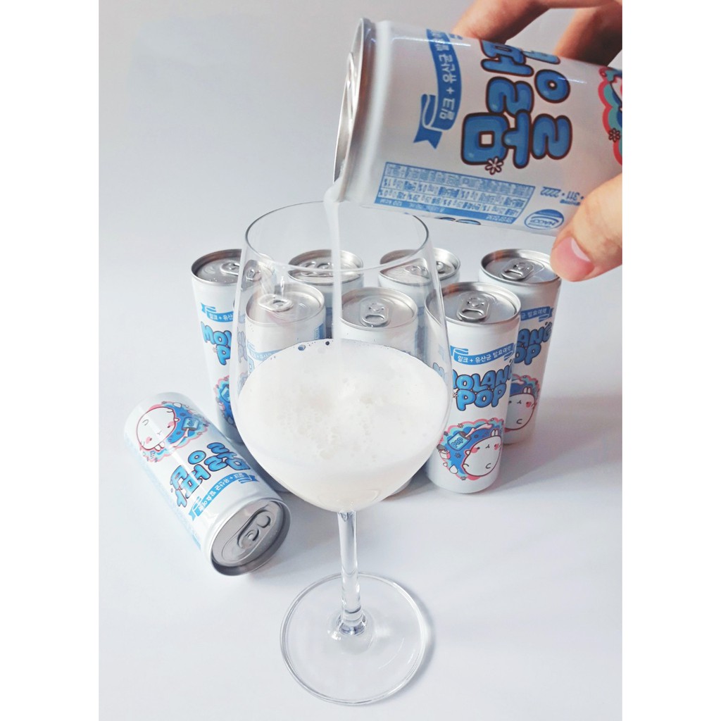 [ TỐT CHO HỆ TIÊU HOÁ ] 01 Lon 250ml Nước Soda Sữa Lợi Khuẩn Molang POP Hàn Quốc (Date:04/2021)