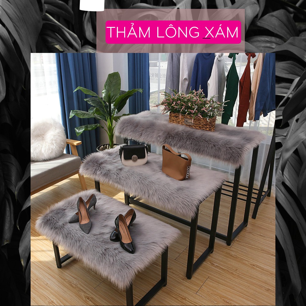 Thảm lông xám trải sàn thảm trải phòng phụ kiện chụp hình sản phẩm trang trí kích thước 50cm x 50cm