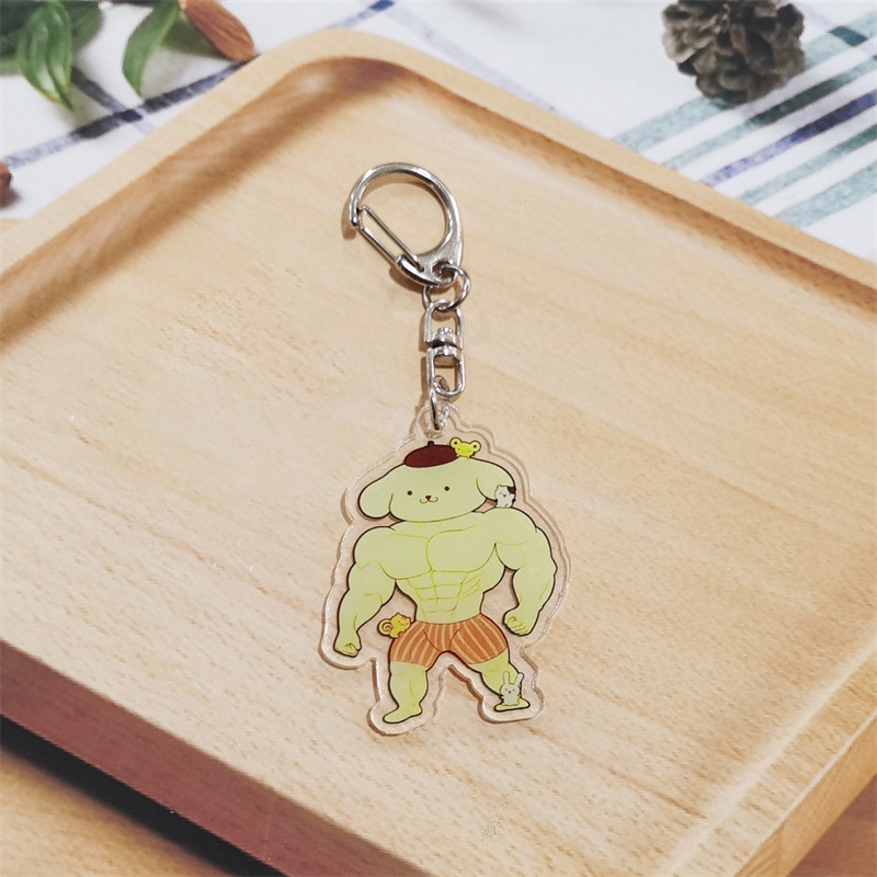 Móc khoá hình Cinnamoroll dễ thương cơ bắp, Macho Melody Kuromi cute đô con cặp đôi