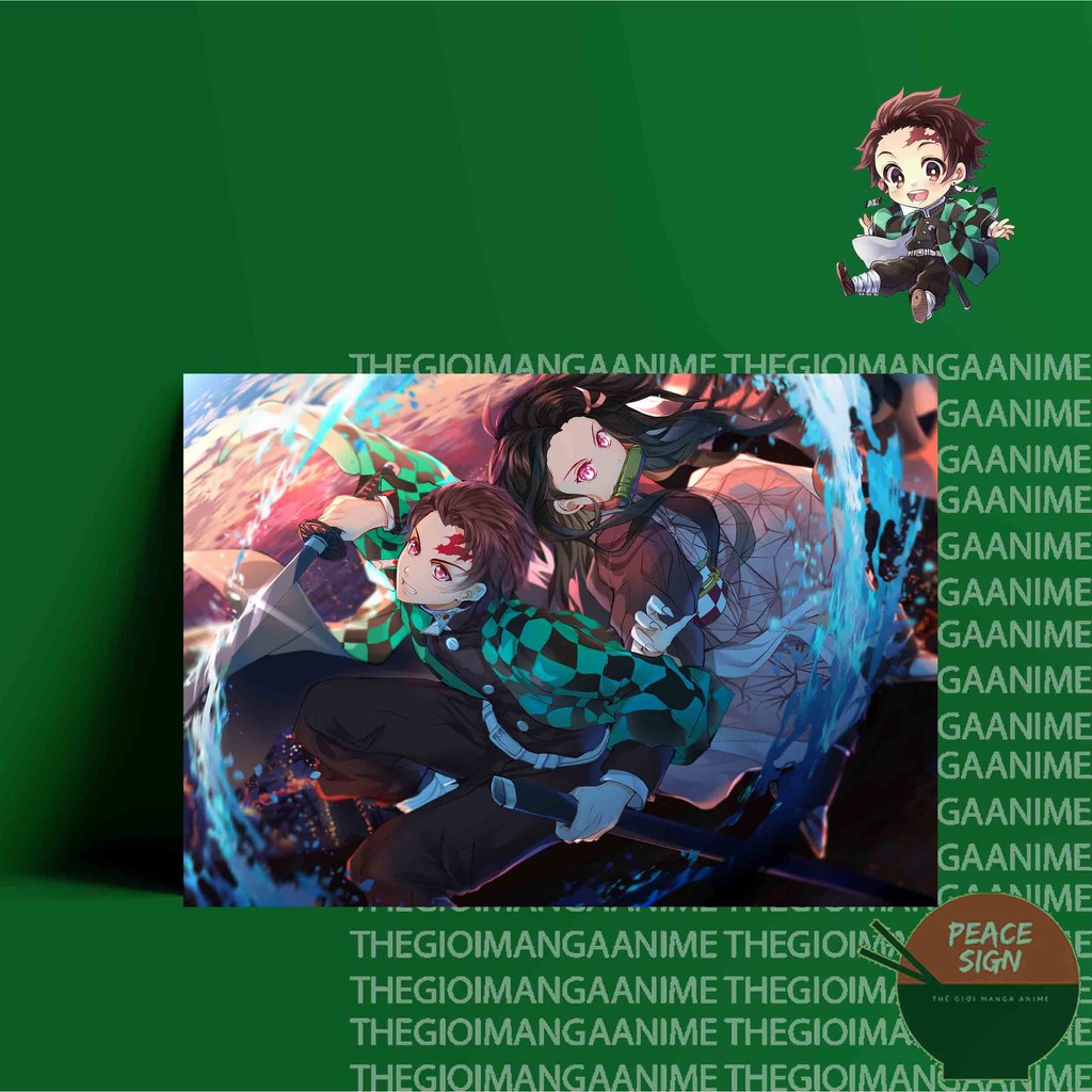 (V01) Tấm Poster anime cao cấp giấy 260gsm Kimetsu no Yaiba Thanh gươm diệt quỷ chibi ảnh đẹp