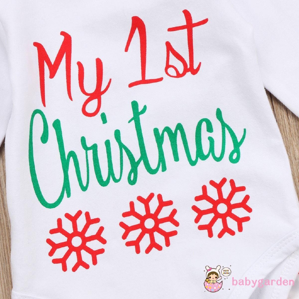 Christmas Newborn Baby Boy Girl Santa Tops Romper Bodysuit Pants Hat Outfits Set