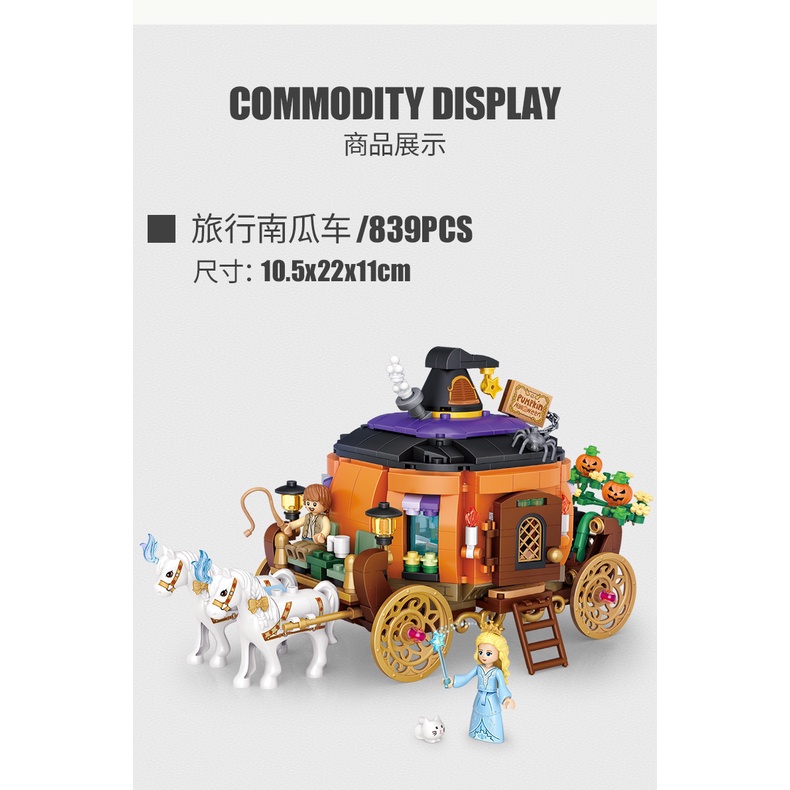 Bộ đồ chơi lắp ráp LOZ1134 hình xe bí ngô làm quà tặng halloween